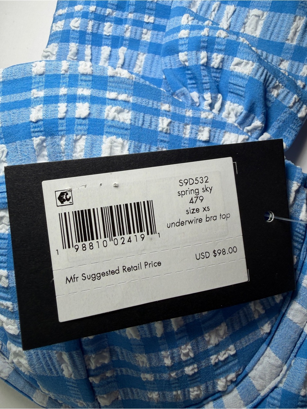 kate spade Blue and White Check Underwire Bra Top - Picture 2 of 5
